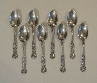 Set/8 Gorham " Buttercup " Sterling Silver Dessert / Oval Soup Spoons,  320 Grams