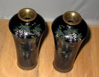 Ota,  Kichisaburo Signed Pair Meiji Japanese Silver Wire Cloisonne Enamel Vases 10