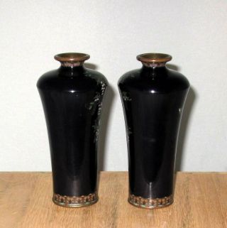 Ota,  Kichisaburo Signed Pair Meiji Japanese Silver Wire Cloisonne Enamel Vases 4