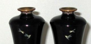 Ota,  Kichisaburo Signed Pair Meiji Japanese Silver Wire Cloisonne Enamel Vases 9