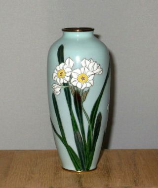 Fine Meiji Period Japanese Cloisonne Moriage Enamel Vase,  Attributed To Hattori