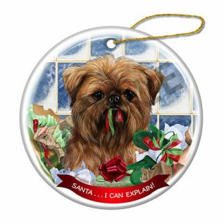 Brussels Griffon Howliday Porcelain China Dog Christmas Ornament H2