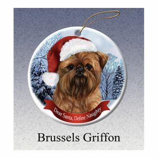 Brussels Griffon Howliday Porcelain China Dog Christmas Ornament