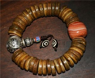 tibetan antique real kapala bracelet mala prayer beads old tibet rosary 10