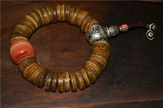 tibetan antique real kapala bracelet mala prayer beads old tibet rosary 8