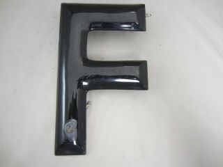 Black Porcelain Letter " F " 8 Inches Tall