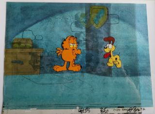 Garfield And Odie Production Animation Cel - Hand Drawn & Painted