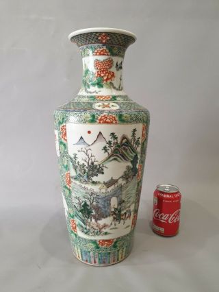 Huge Chinese 19th C Kangxi Style Famille Verte Vase