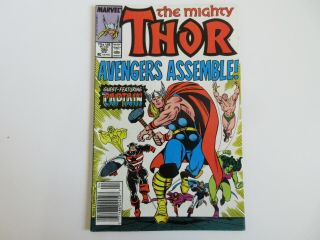 Thor 390 Newsstand Captain America Steve Rogers Lifts Thor Hammer Vf