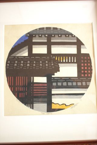 Authentic Clifton Karhu The Gate 1976 Japanese Woodblock Print Framed