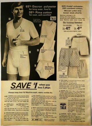 1974 Vintage PAPER PRINT AD fashion mens yoke boxer short shirt briefs underwear 2