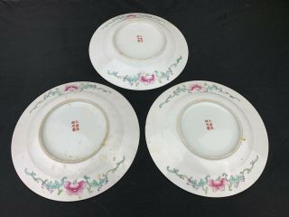Antique Set Of 3 Qing Dynasty Chinese Porcelain Black Millefiori Plates Signed 11