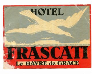 Vintage Hotel Luggage Label Hotel Frascati Le Havre De Grace Large