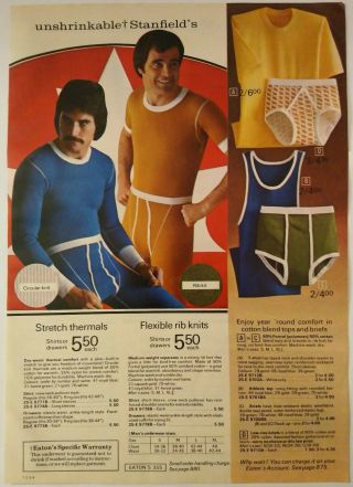 1974 Vintage PAPER PRINT AD fashion mens brevets thermal shirt briefs underwear 2