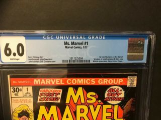 Ms.  Marvel 1 (Marvel,  1977) CGC 6.  0,  CAPTAIN MARVEL MOVIE 3