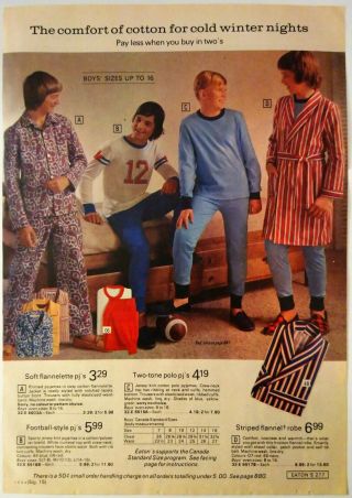 1974 Vintage Paper Print Ad Pyjamas Flannel Robe Thermal Shirt Briefs Underwear