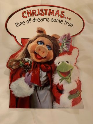 Vtg 1977 Hallmark Miss Piggy Kermit Frog Christmas Die Cut Decoration Poster