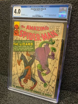 Spiderman 6 Cgc 4.  0 Ow - White Pages Key Issue 1963 1st App Of The Lizard