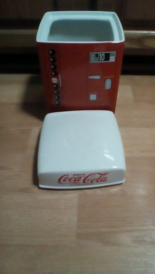 Vintage Coca Cola Coke Ceramic Vending Machine Cookie Jar Container With Lid 2