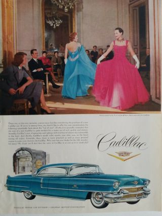 1956 Blue Cadillac Special Car Jean Desses Paris Salon Vintage Ad