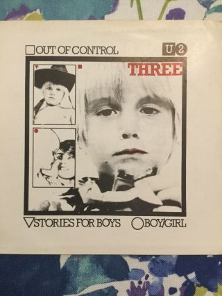 U2 - Three/out Of Control/stories For Boys/boygirl - Very Rare 7” Orange Vinyl