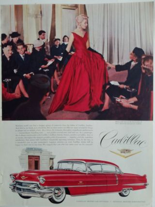 1956 Red Cadillac Sixty Special Car Pierre Balmain Patis Salon Vintage Ad