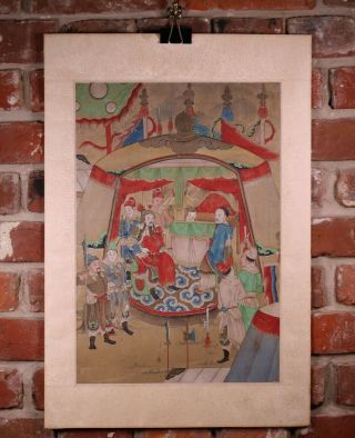 Antique Chinese Painting On Silk Military Figures