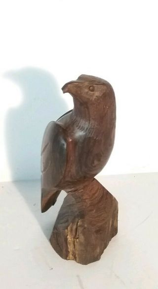 Hand Carved Wooden Eagle Hawk Rosewood Figurine Statue Carving Wood 7 "