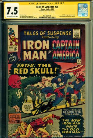 Tales Of Suspense 65 Cgc 7.  5 Signed Stan Lee Kirby - 1st Sa App The Red Skull