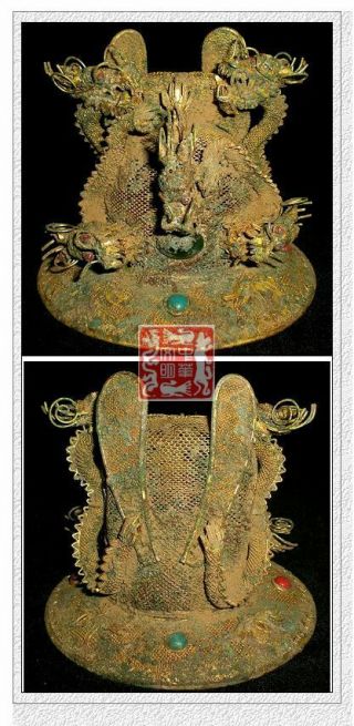 Tang Kingdom Headwear Armor Prince Crown Gold Wing 5dragon Statue Stone Coronet4