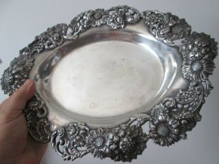 Large Ornate Antique Theodore Starr - Sterling - 12 3/4 In Serving Dish 23 Toz