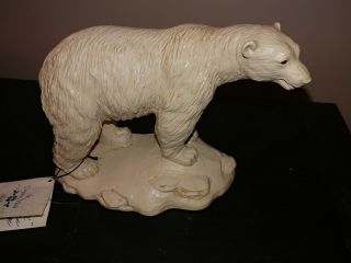 Rare Red Mill Polar Bear Figurine Hand Crafted Pecan Shells