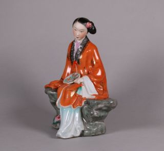 Vintage Chinese Porcelain Figure Early 20th Century Hand Painted Enamel Female