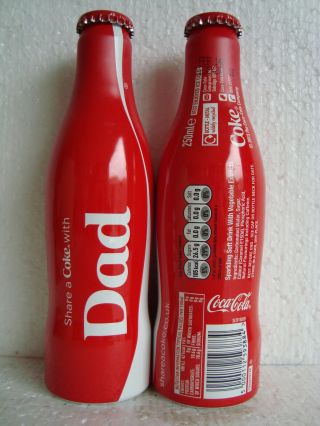 Rare Coca Cola “regular - Dad” Aluminium Bottle From The United Kingdom 2013