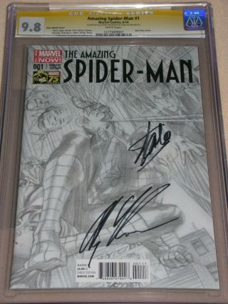 Spider - Man 1 Ross Sketch 1:300 Cgc 9.  8 Ss Signed By Stan Lee,  Alex Ross
