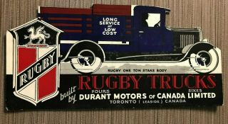 Rugby Trucks Advertising Die Cut Blotter Durant Motors Of Canada Toronto Leaside