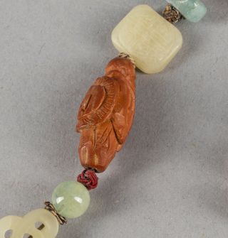 Chinese Antique Pearl & Carved Seed,  Jade Prayer Beads,  19th Manchu Style 3