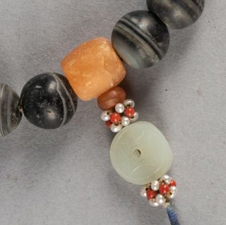 Chinese Antique/Vintage Carved Agate Prayer Beads,  19th Manchu Style. 4