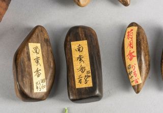 Group Of Chinese/Japoanese Antique Agarwood Pics & Beads With Wood Box 4