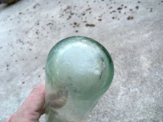 Vintage Round Bottom Blob Top Green Glass Bottle Field Find Rinsed AP93 3