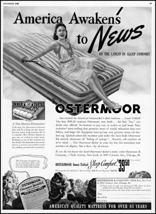 1940 Woman In Nightgown Clouds Ostermoor Mattress Vintage Photo Print Ad Adl71