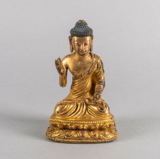 19th Chinese Antique Sino Tibetan Gilt Bronze Buddha