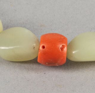 19th Manchu Style Chinese Antique Jade & Coral Prayer Beads 7