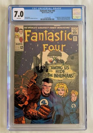 Fantastic Four (1st Series) 45 Cgc 7.  0 White Pages 1st Appearance Of Inhumans