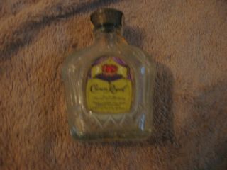 Vintage Old Crown Royal Mini Whiskey Bottle With Metal Top - Embossed Bottle