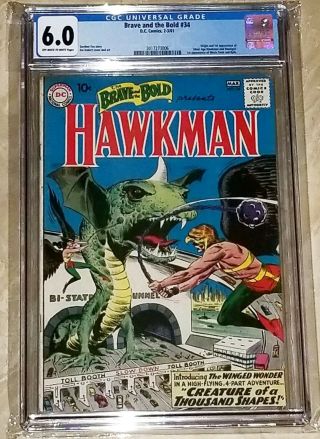 Brave And The Bold 34 Cgc 6.  0 First Silverage Appearance Of Hawkman & Hawkwoman