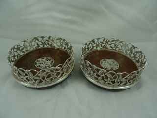 Pair Solid Silver Wine Bottle Coasters,  1987