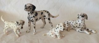 Schleich Dogs Dalmatian Family Male Female 2 Puppies Puppy Animal Dog Figures