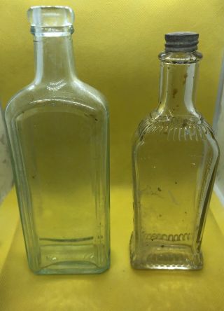 2 Old Vtg Clear Glass Bottles Geo H Weyer Inc Tonic & Unknown Bottle Elixir