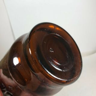 Vtg Fleur De Lis French Design Amber Glass Kitchen Canister W/Lid Apothethecary 4